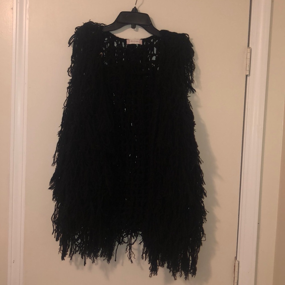 Black Fringe/Shag Vest from Altar’d State